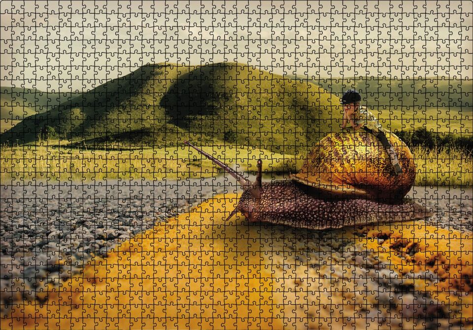 Salyangoz Kız Doğa Yol Soyut Puzzle Yapboz MDF Ahşap 1000 Parça 49 cm X 68 cm
