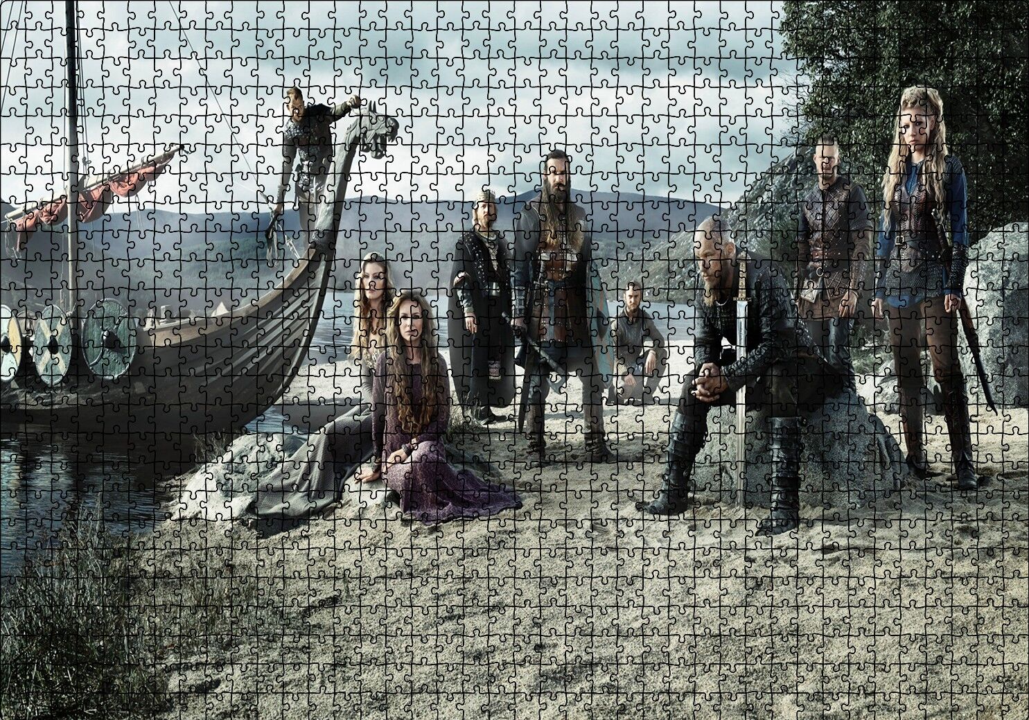 Vikingler Tüm Karakterler Puzzle Yapboz MDF Ahşap 1000 Parça 49 cm X 68 cm