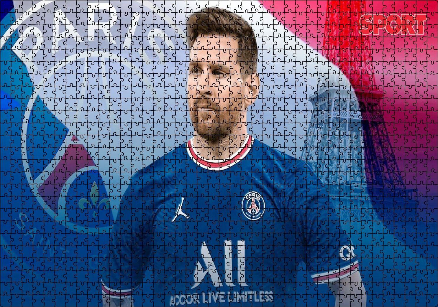 Messi PSG Görseli Puzzle Yapboz MDF Ahşap 1000 Parça 49 cm X 68 cm