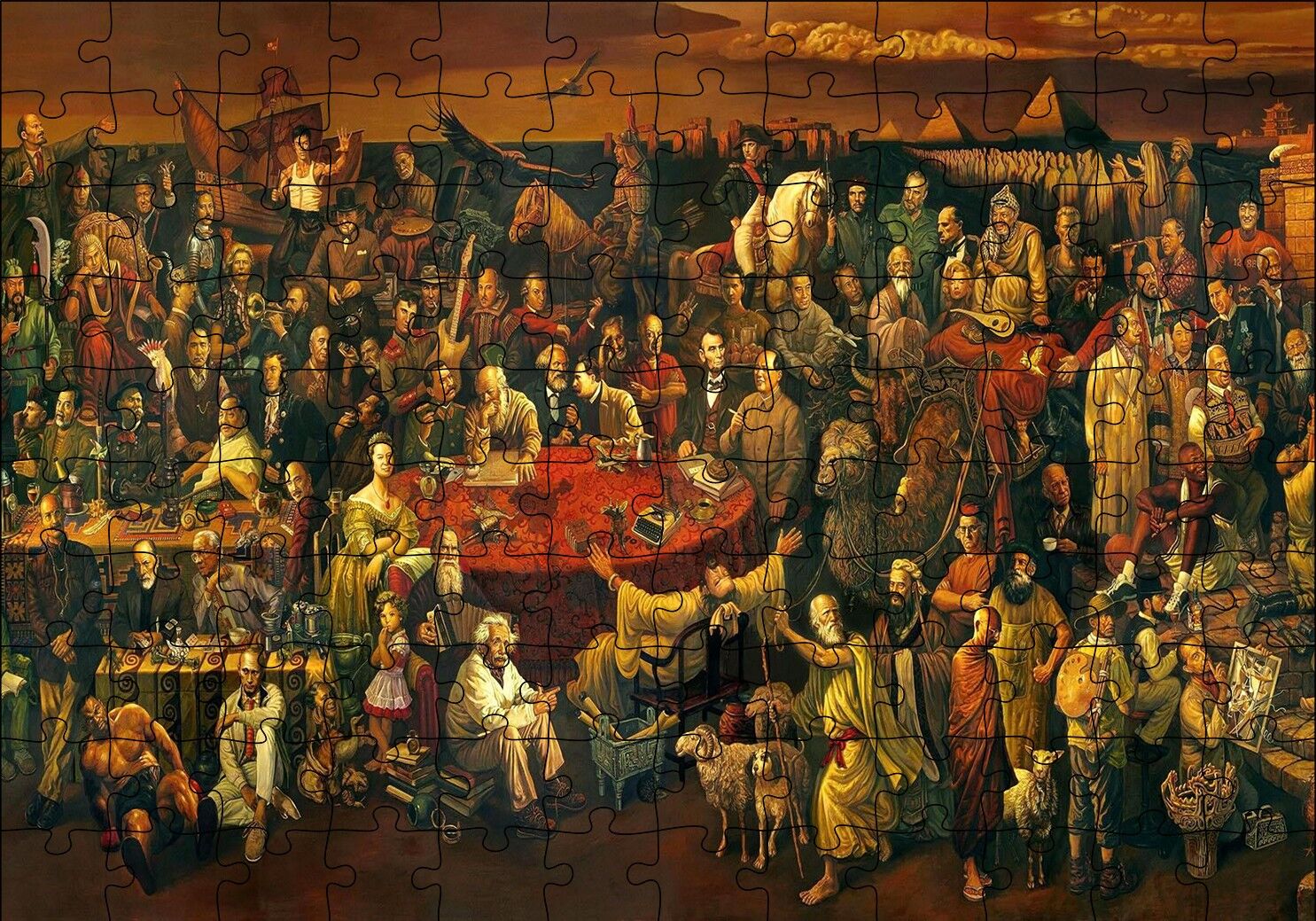 Dünya Şahsiyetleri Kompozisyon Çizim Puzzle Yapboz MDF Ahşap 120 Parça 24 cm X 34 cm