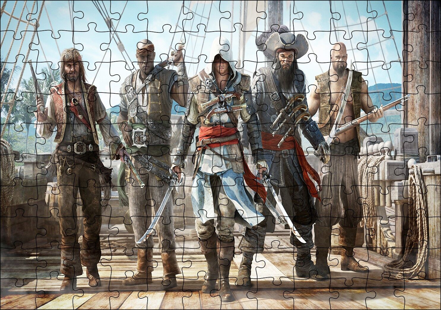 Güvertede Silahlı Korsanlar Puzzle Yapboz MDF Ahşap 120 Parça 24 cm X 34 cm