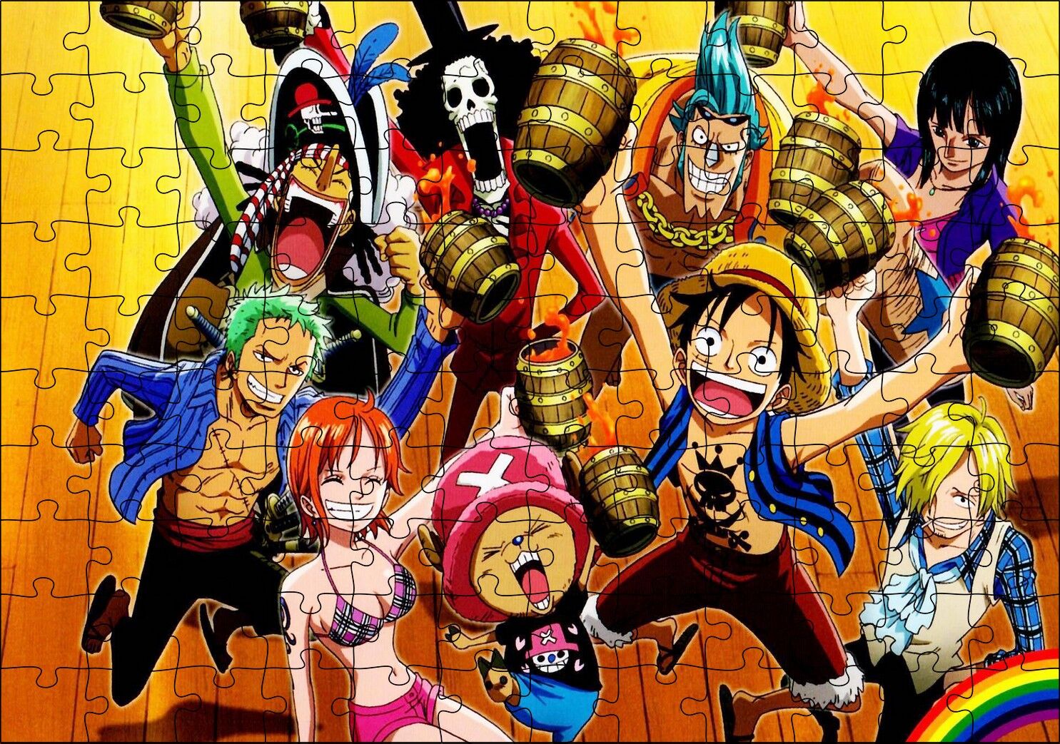 One Piece Takım Görseli Puzzle Yapboz MDF Ahşap 120 Parça 24 cm X 34 cm