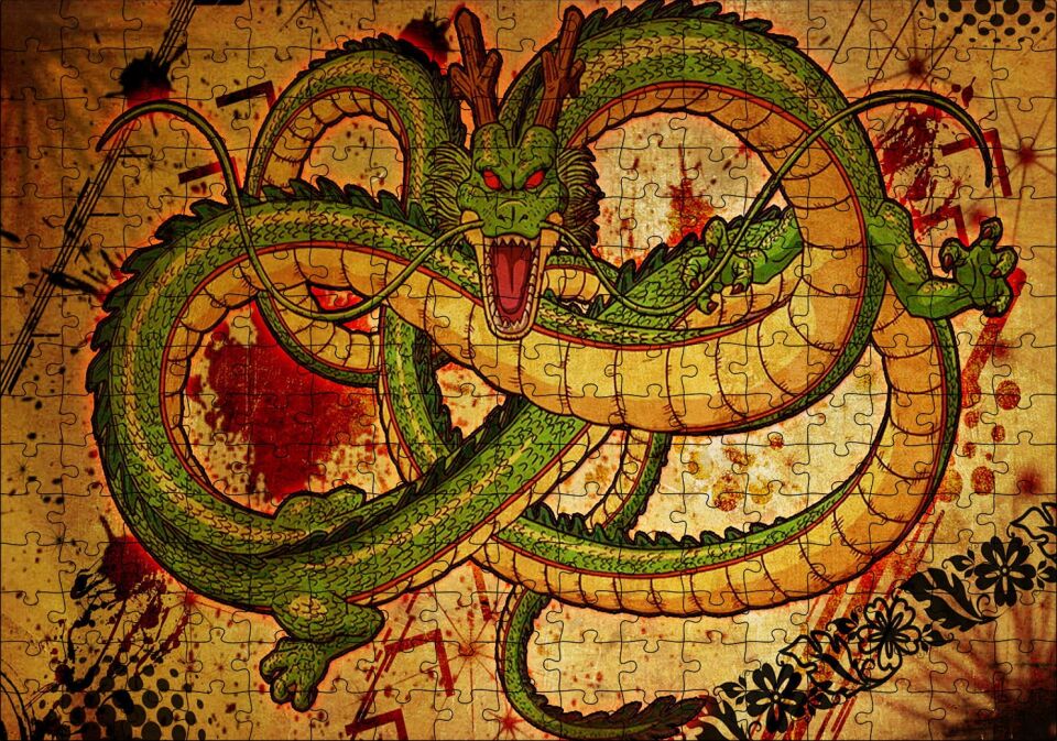 Çince Mitoloji Yılan Shenron Görseli Puzzle Yapboz MDF Ahşap 255 Parça 34 cm X 49 cm