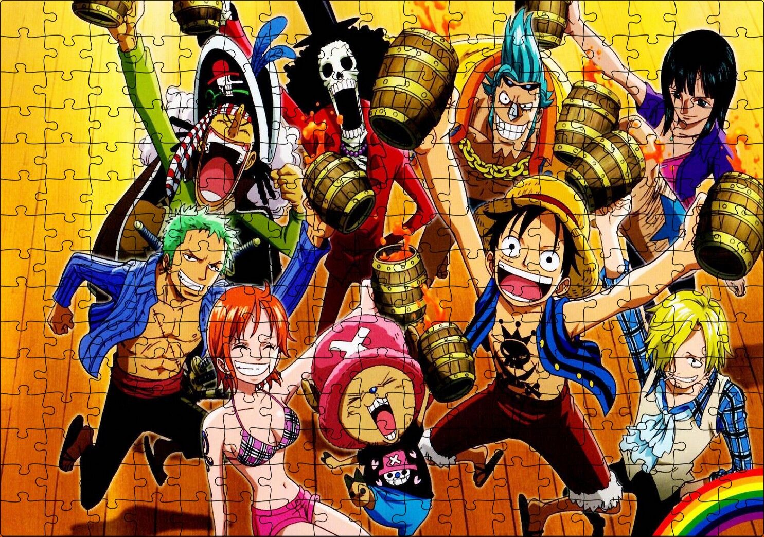 One Piece Takım Görseli Puzzle Yapboz MDF Ahşap 255 Parça 34 cm X 49 cm