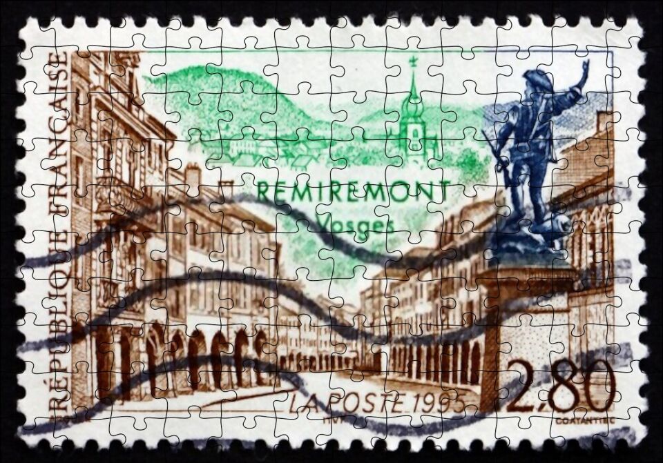 Fransa 1995 Yılına Ait Posta Pulu Puzzle Yapboz MDF Ahşap