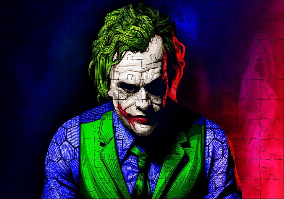 Joker İllüstrasyon Sanatı Görseli Puzzle Yapboz MDF Ahşap