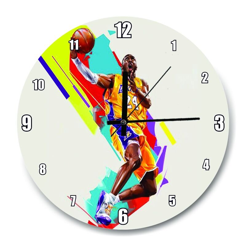 Kobe Bryant Baskette  Mdf Ahşap Duvar Saati 30 cm Çap