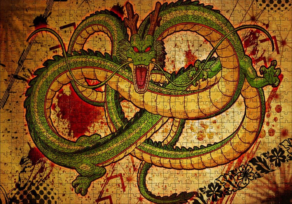 Çince Mitoloji Yılan Shenron Görseli Puzzle Yapboz MDF Ahşap 500 Parça 49 cm X 68 cm