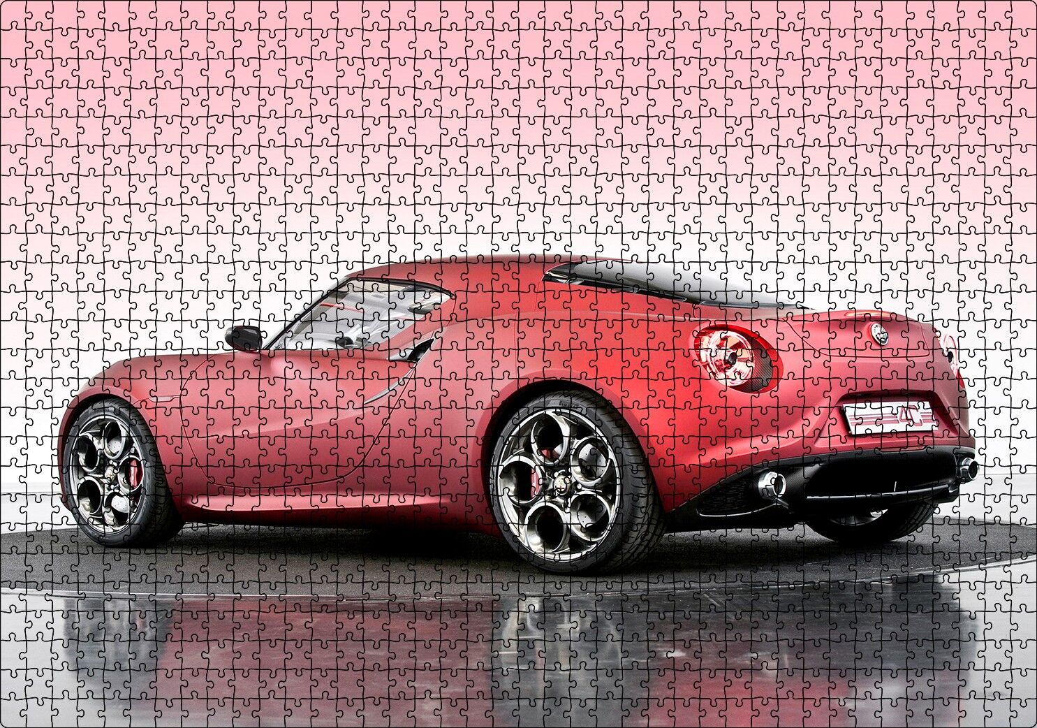 Alfa Romeo 4C Concept Arabası Görseli Puzzle Yapboz MDF Ahşap 1000 Parça 49 cm X 68 cm