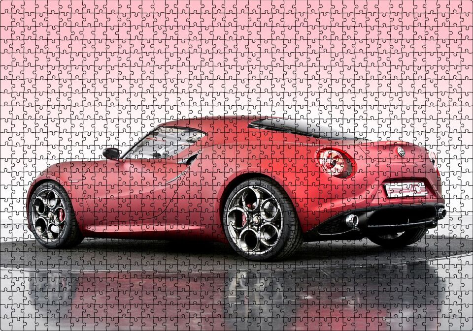 Alfa Romeo 4C Concept Arabası Görseli Puzzle Yapboz MDF Ahşap 1000 Parça 49 cm X 68 cm