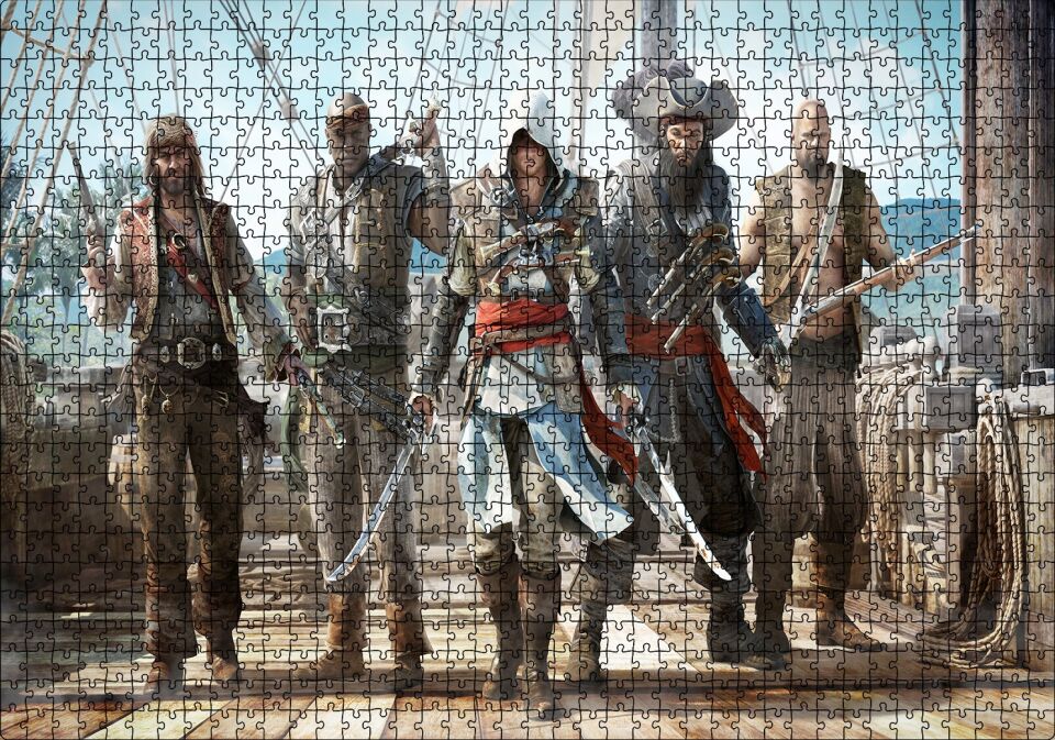 Güvertede Silahlı Korsanlar Puzzle Yapboz MDF Ahşap 1000 Parça 49 cm X 68 cm