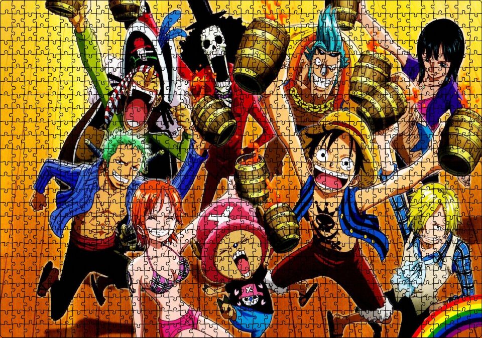 One Piece Takım Görseli Puzzle Yapboz MDF Ahşap 1000 Parça 49 cm X 68 cm