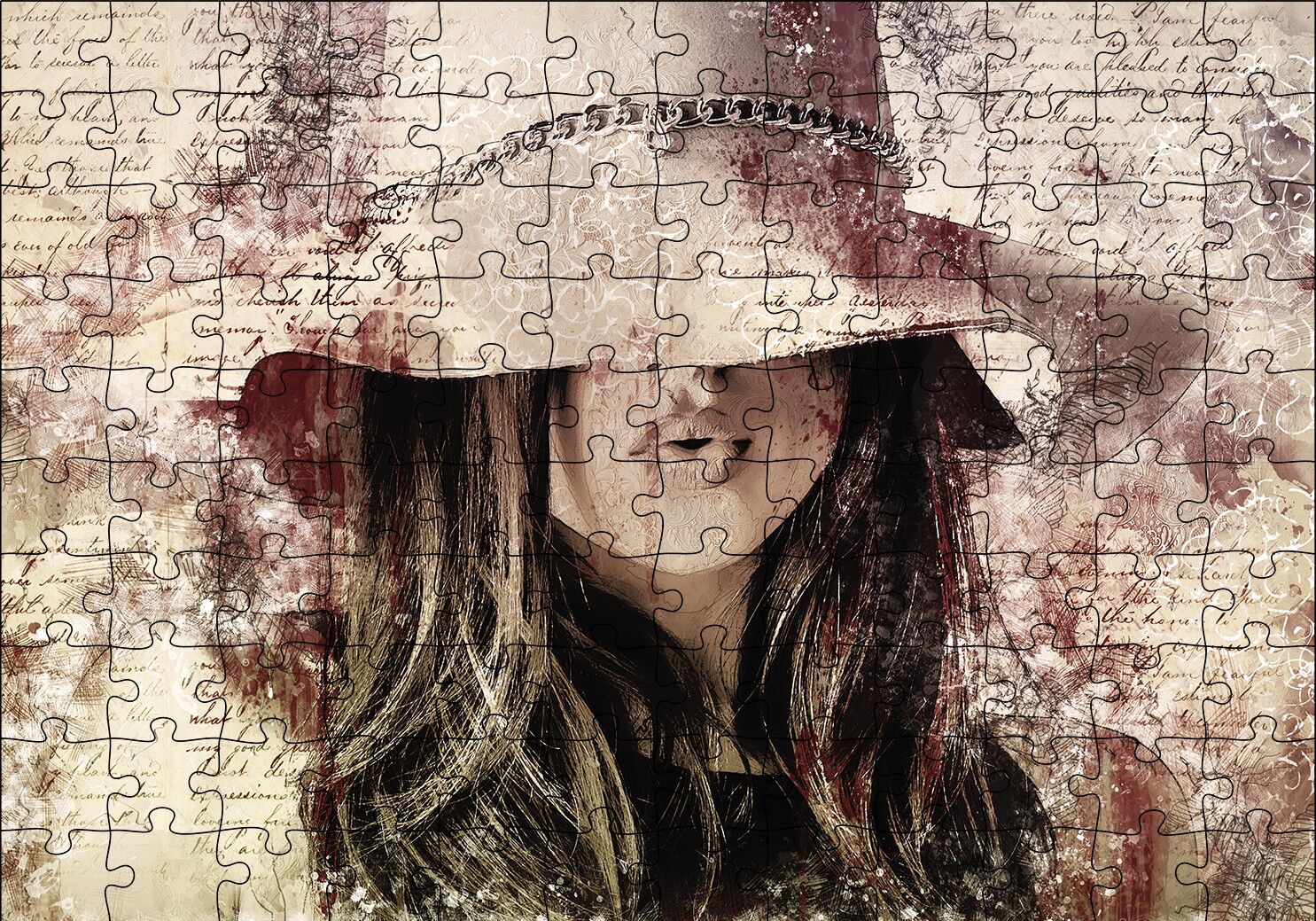 Mektup Zemininde Şapkalı Kız Puzzle Yapboz MDF Ahşap 120 Parça 24 cm X 34 cm