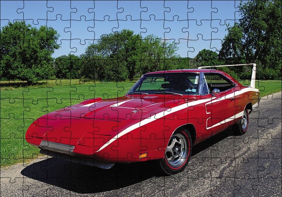 Dodge Charger Daytona Klsasik Görsel Puzzle Yapboz MDF Ahşap 120 Parça 24 cm X 34 cm