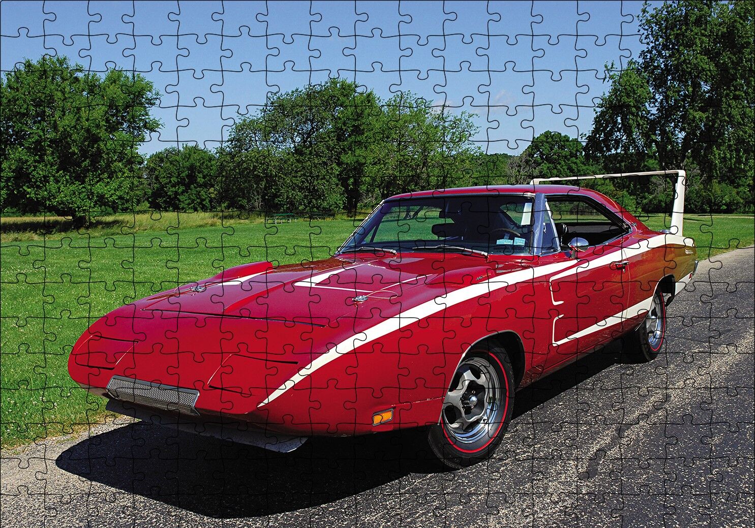Dodge Charger Daytona Klsasik Görsel Puzzle Yapboz MDF Ahşap 255 Parça 34 cm X 49 cm