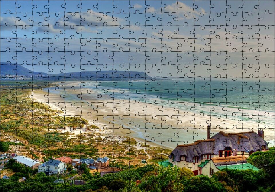 Atlantik Okyanusunda Sahil Kasabası Puzzle Yapboz MDF Ahşap 255 Parça 34 cm X 49 cm