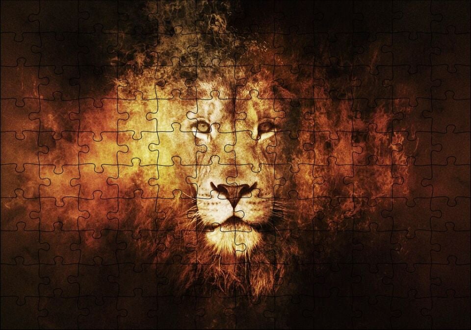 Judah Aslanı Fantastik Çizim Puzzle Yapboz MDF Ahşap