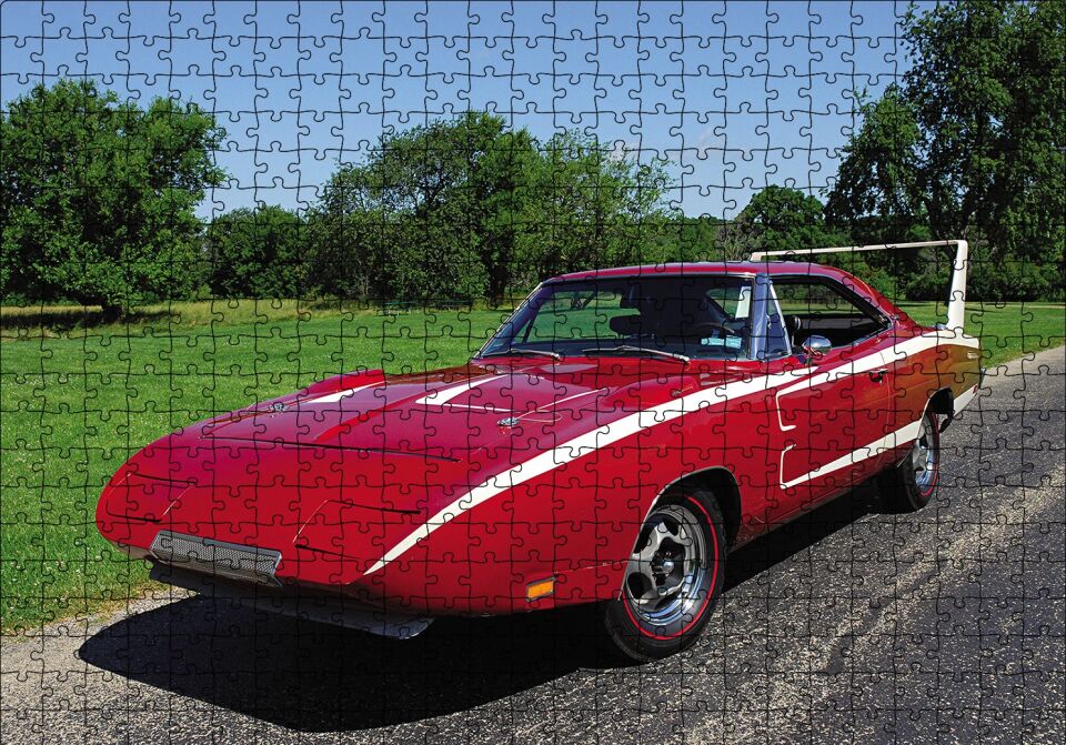 Dodge Charger Daytona Klsasik Görsel Puzzle Yapboz MDF Ahşap 500 Parça 49 cm X 68 cm