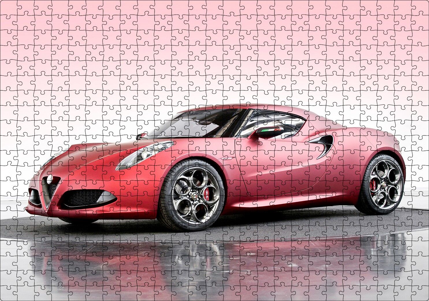 Alfa Romeo 4C Concept Kırmızı Otomobil Görseli Puzzle Yapboz MDF Ahşap 500 Parça 49 cm X 68 cm