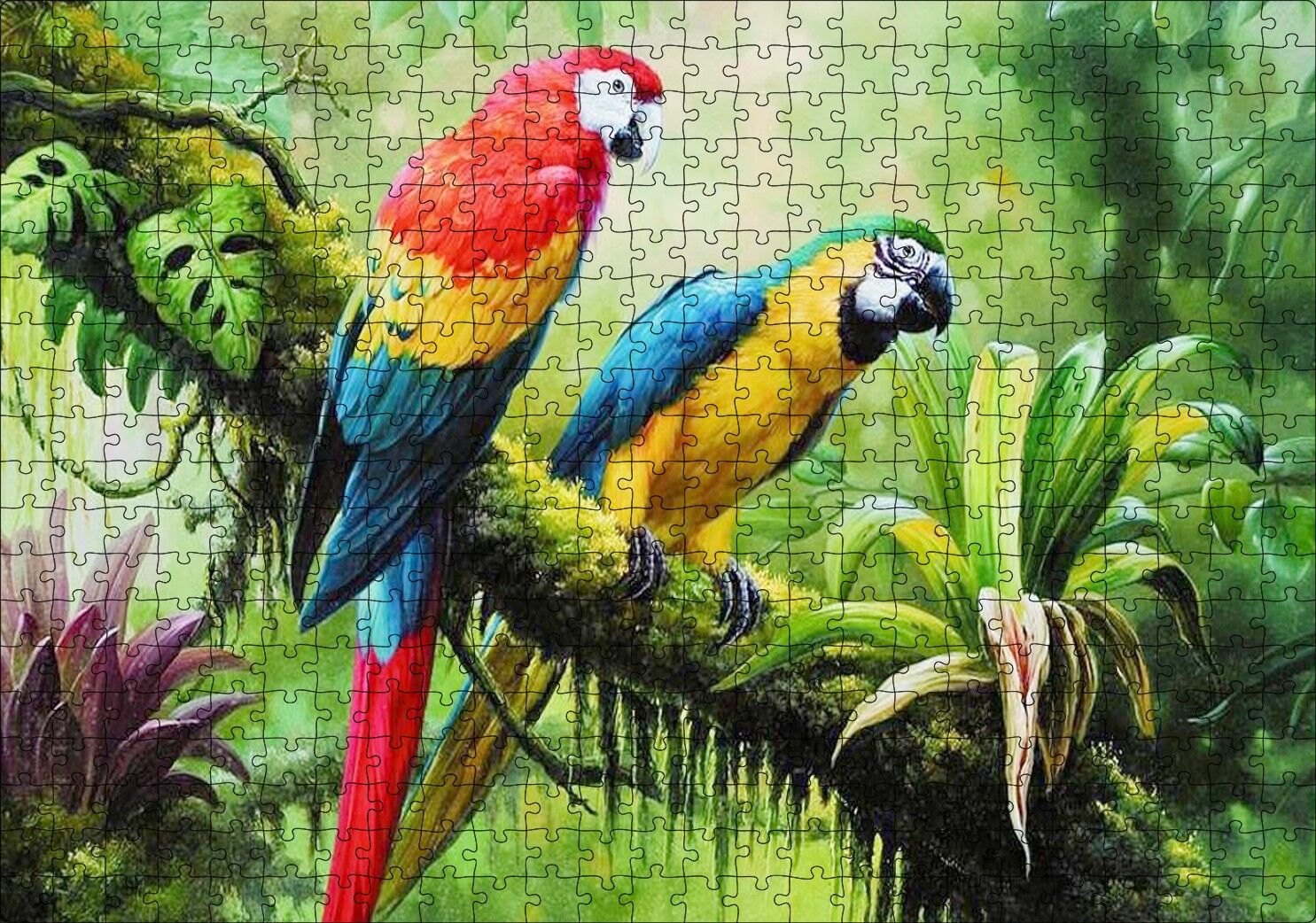 Daldaki Pappağanlar Görseli Puzzle Yapboz MDF Ahşap 500 Parça 49 cm X 68 cm
