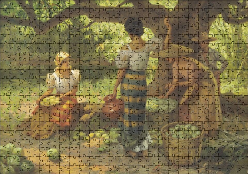 Meyve Toplayan Çiftçi Kızlar Puzzle Yapboz MDF Ahşap 500 Parça 49 cm X 68 cm