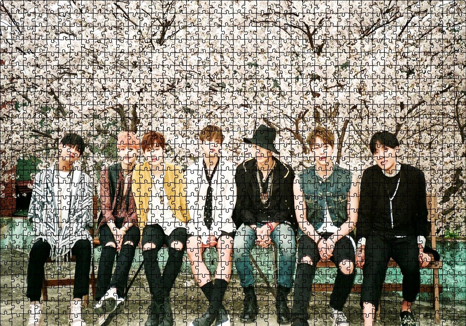 Kore Pop Grubu BTS Puzzle Yapboz MDF Ahşap 1000 Parça 49 cm X 68 cm