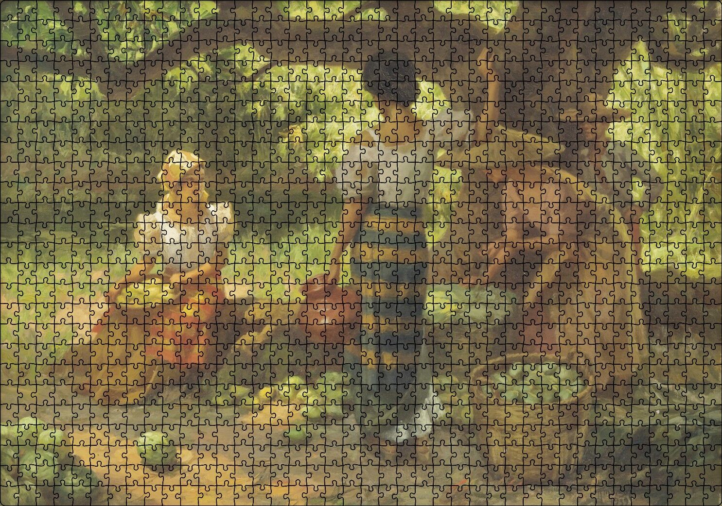 Meyve Toplayan Çiftçi Kızlar Puzzle Yapboz MDF Ahşap 1000 Parça 49 cm X 68 cm