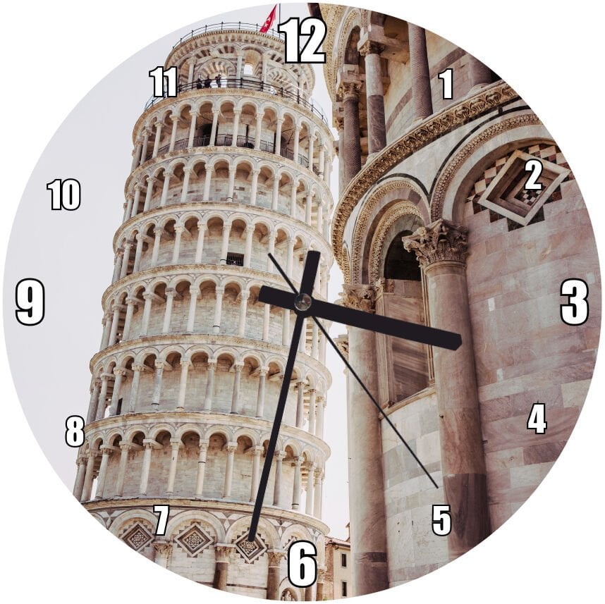 Pizza Kulesi İtalya Mdf Ahşap Duvar Saati