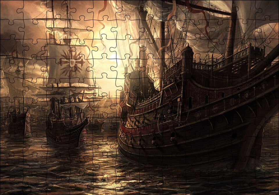 Korsan Gemileri Jolly Roger Puzzle Yapboz MDF Ahşap 120 Parça 24 cm X 34 cm