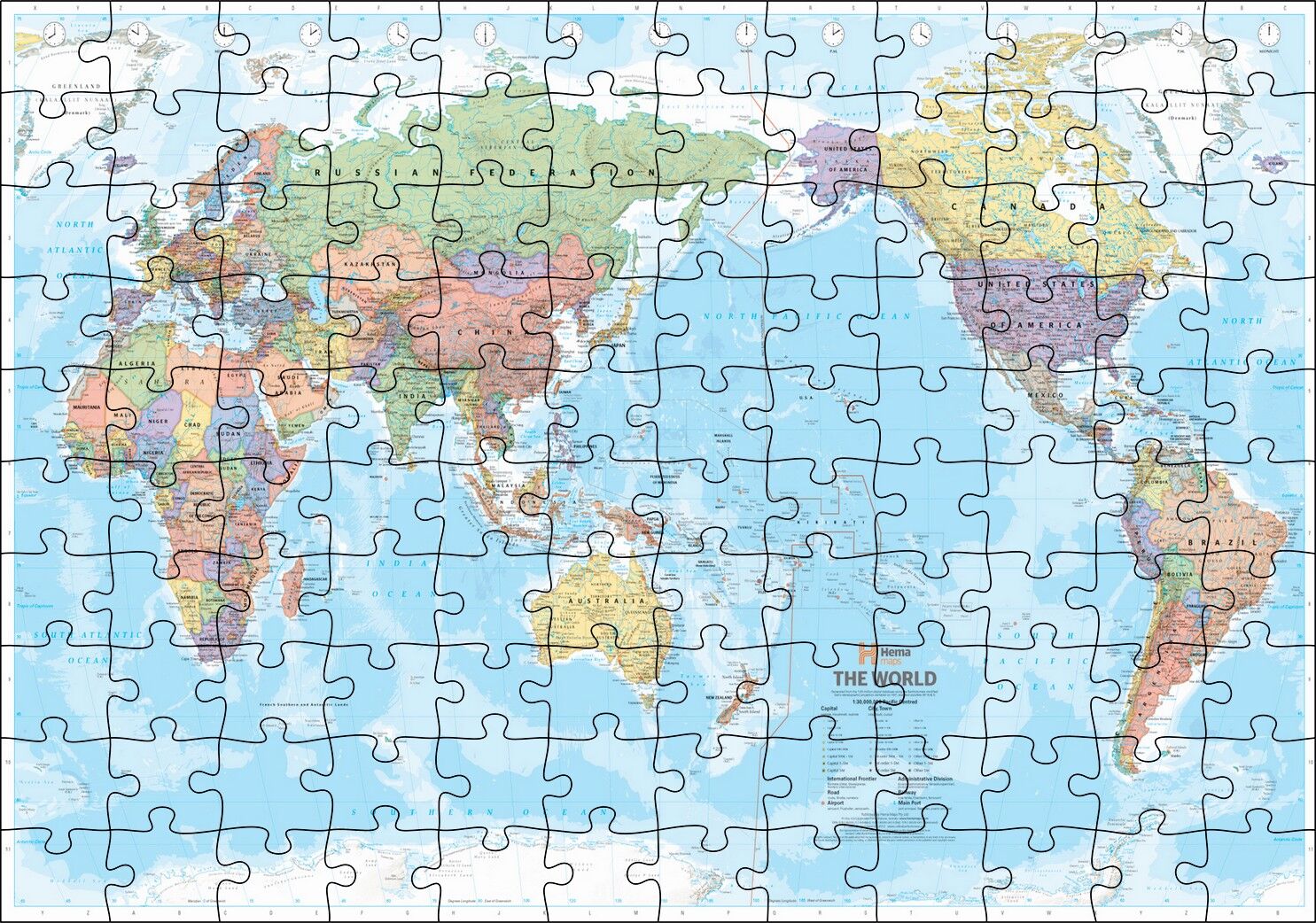 Modern ve Güncel Dünya Haritası Puzzle Yapboz MDF Ahşap 120 Parça 24 cm X 34 cm