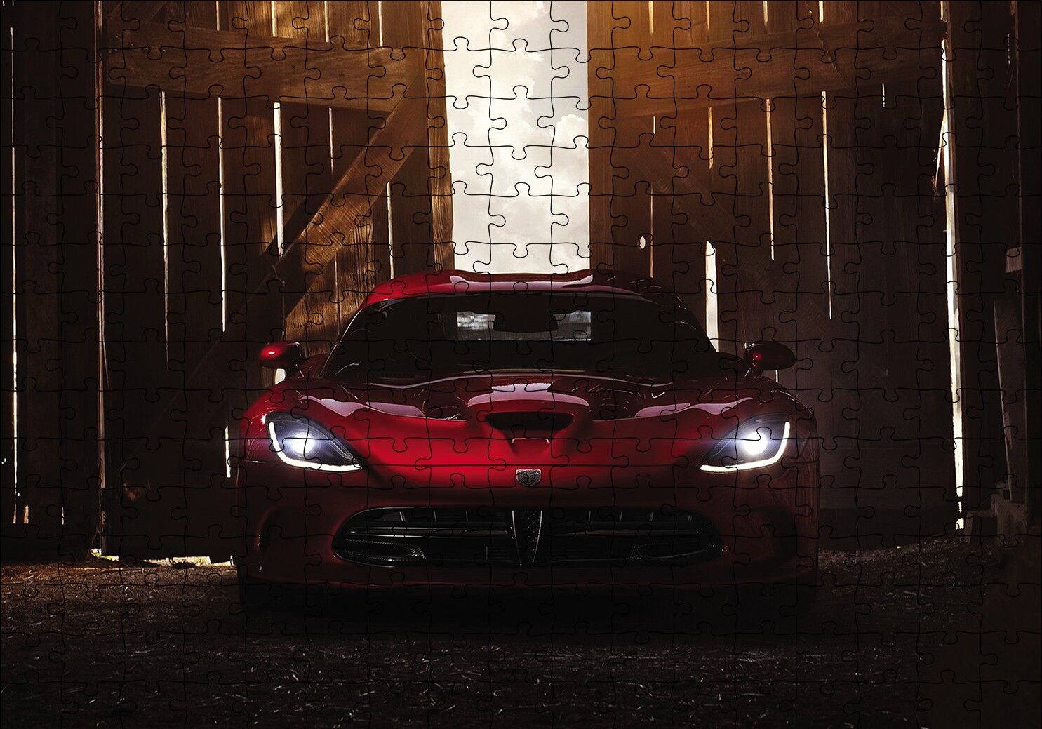 Garajda Dodge Viper Puzzle Yapboz MDF Ahşap 255 Parça 34 cm X 49 cm