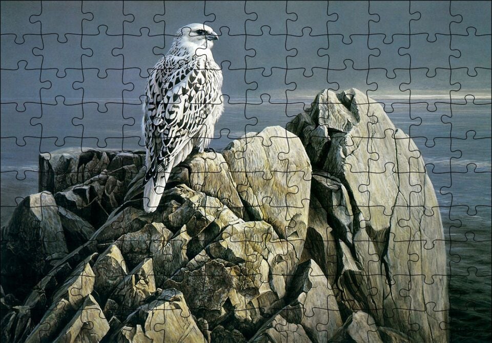 Kayalıklar Üzerindeki Akdoğan ve Deniz Puzzle Yapboz MDF Ahşap