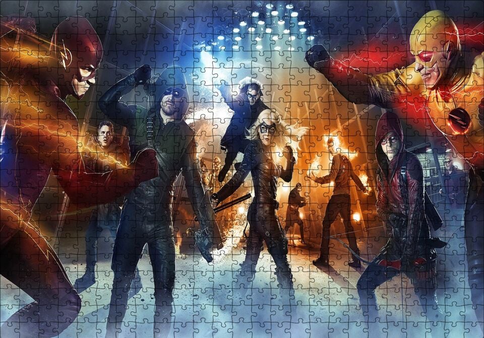 Okçular ve Süper Kahramanlar Puzzle Yapboz MDF Ahşap 500 Parça 49 cm X 68 cm