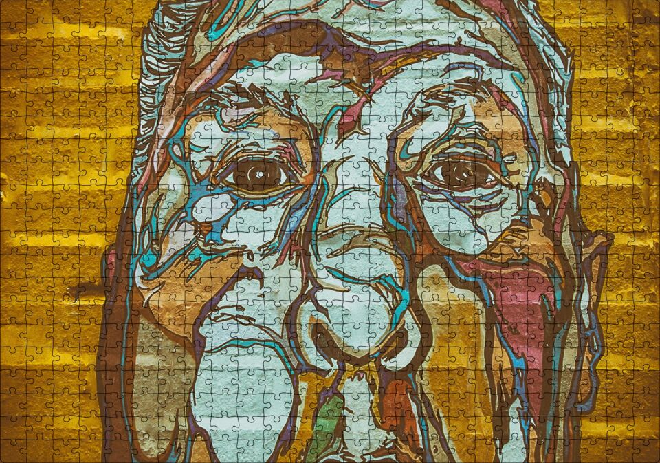 Alfred Hitchcock Portre Duvar Boyama Puzzle Yapboz MDF Ahşap 500 Parça 49 cm X 68 cm