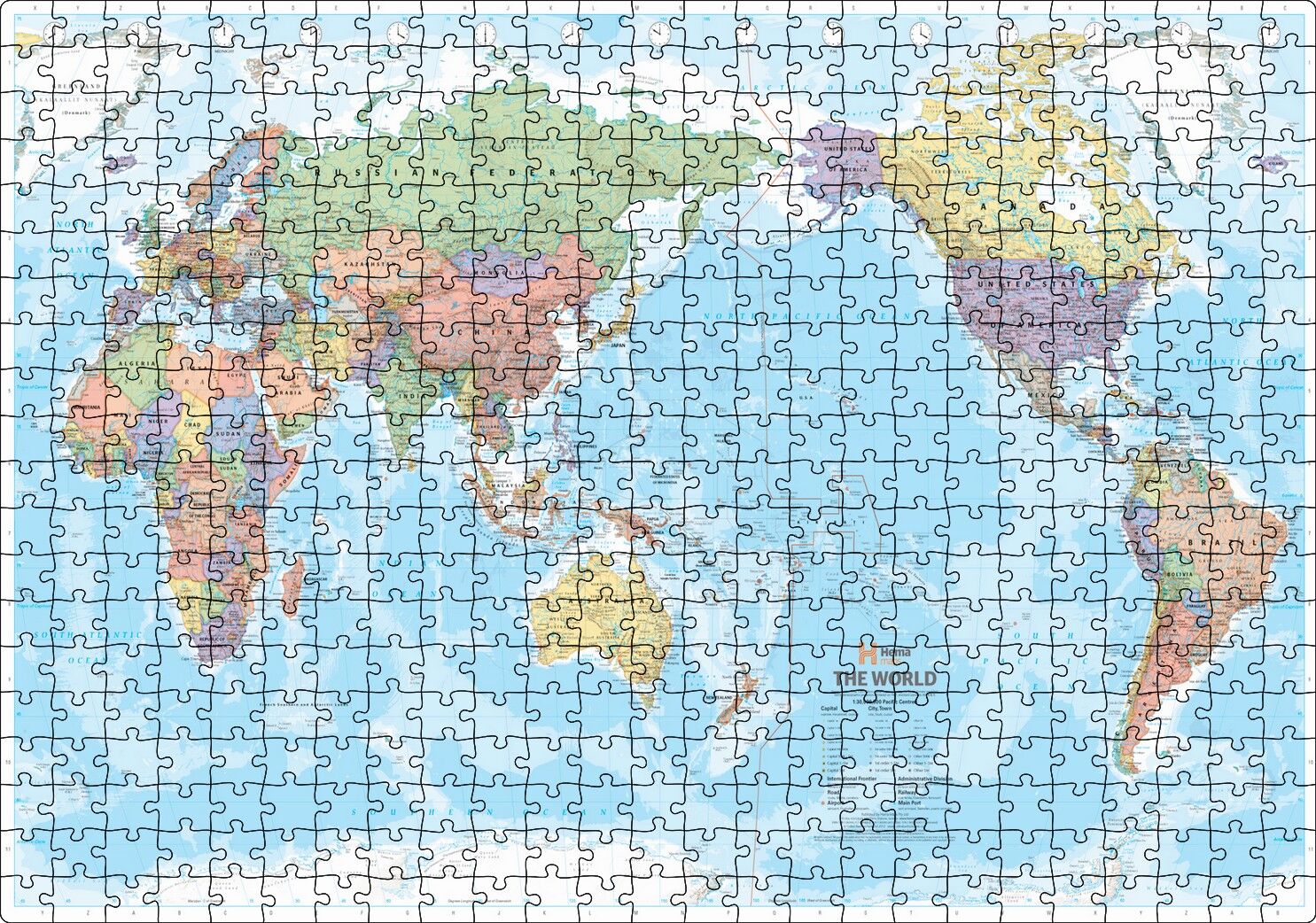 Modern ve Güncel Dünya Haritası Puzzle Yapboz MDF Ahşap 500 Parça 49 cm X 68 cm