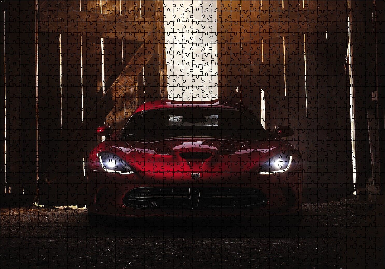 Garajda Dodge Viper Puzzle Yapboz MDF Ahşap 1000 Parça 49 cm X 68 cm