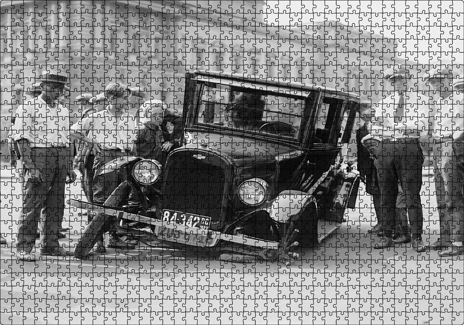 Antika Chevrolet Tekerlek Arızası Puzzle Yapboz MDF Ahşap 1000 Parça 49 cm X 68 cm