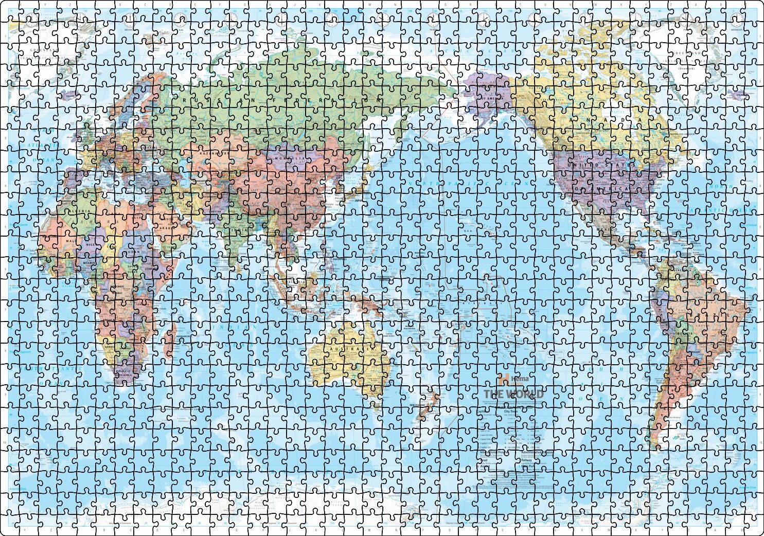 Modern ve Güncel Dünya Haritası Puzzle Yapboz MDF Ahşap 1000 Parça 49 cm X 68 cm