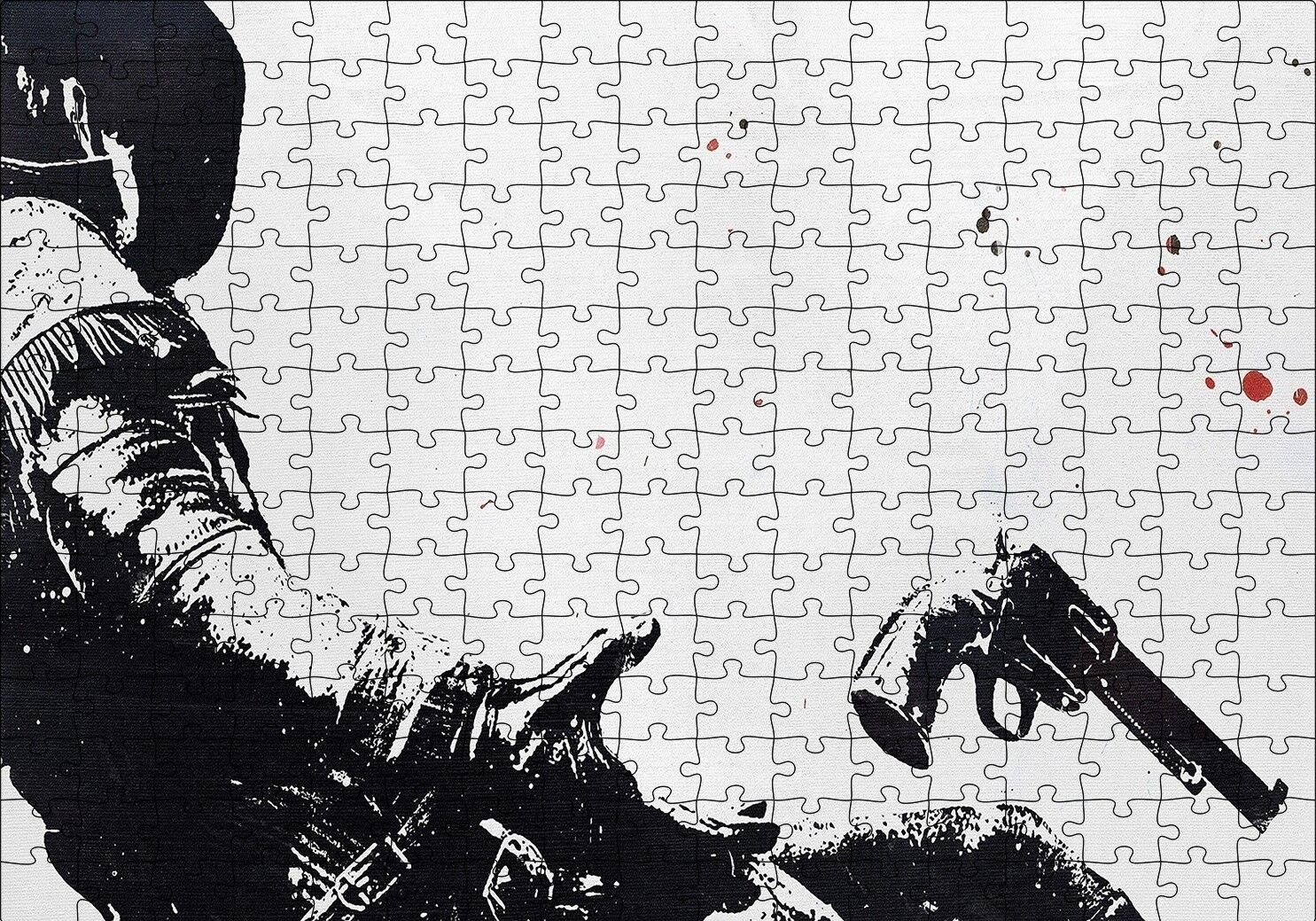 Kovboy Düşerken Yakın Detay Siyah Beyaz Puzzle Yapboz MDF Ahşap 255 Parça 34 cm X 49 cm