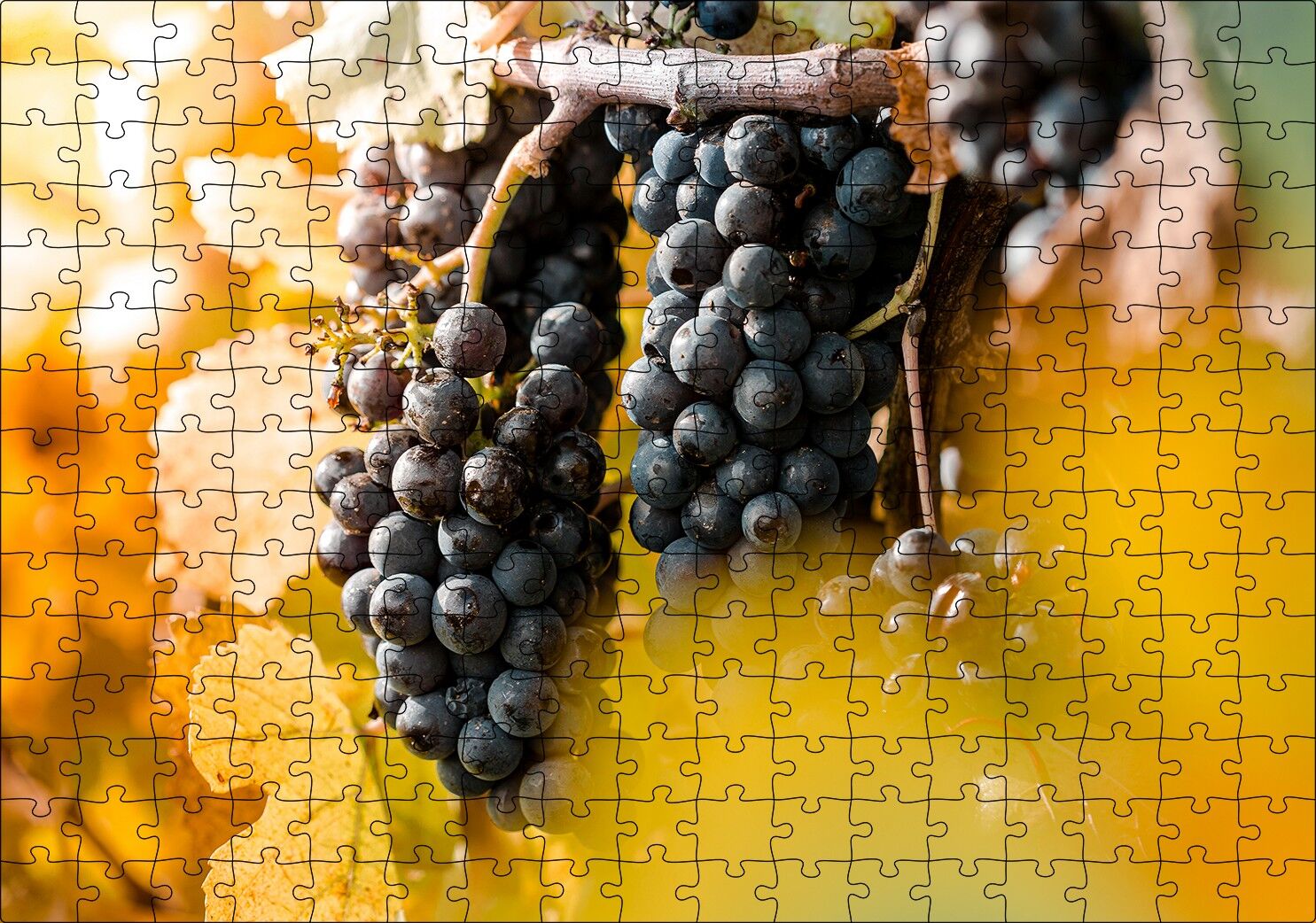 Asma Dalında Kara Üzümler Puzzle Yapboz MDF Ahşap 255 Parça 34 cm X 49 cm
