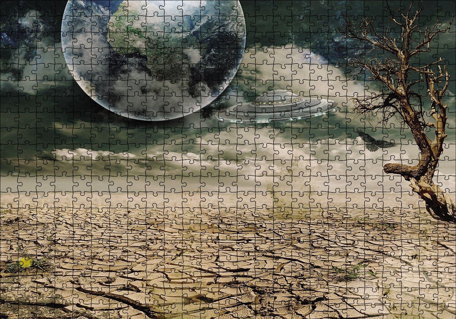 Dünya ve Kuraklık Puzzle Yapboz MDF Ahşap 500 Parça 49 cm X 68 cm