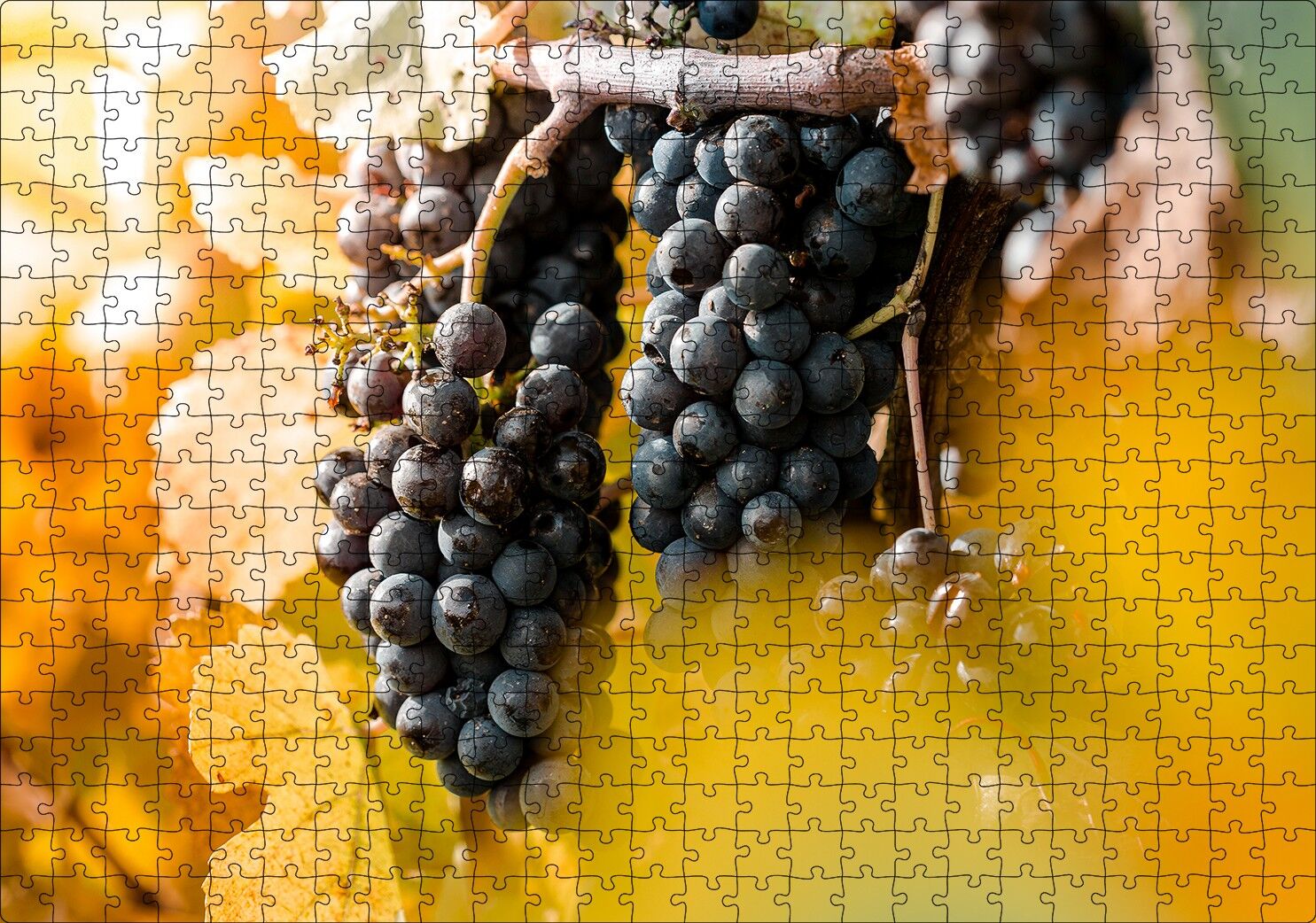 Asma Dalında Kara Üzümler Puzzle Yapboz MDF Ahşap 500 Parça 49 cm X 68 cm