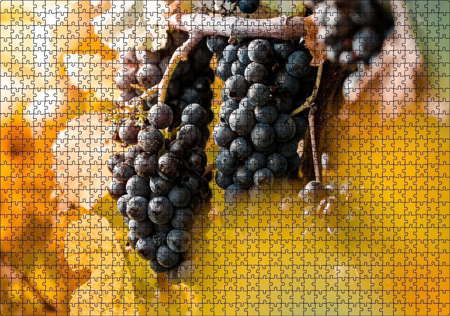 Asma Dalında Kara Üzümler Puzzle Yapboz MDF Ahşap 1000 Parça 49 cm X 68 cm