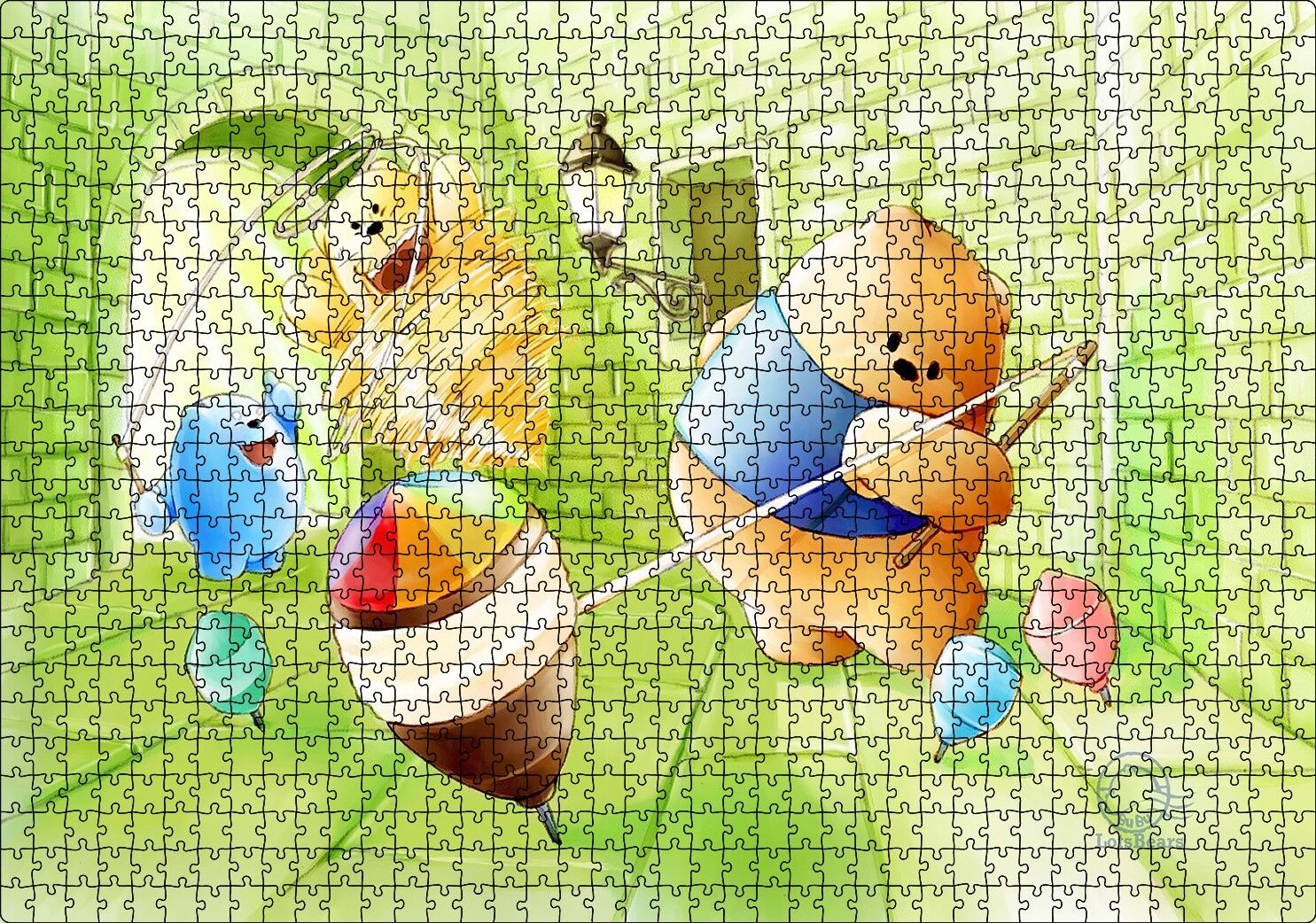 Ayı Bubu ve Topaçlar Puzzle Yapboz MDF Ahşap 1000 Parça 49 cm X 68 cm