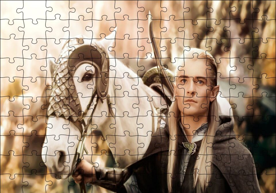 Yüzüklerin Efendisi Legolas ve Beyaz Atı Puzzle Yapboz MDF Ahşap 120 Parça 24 cm X 34 cm