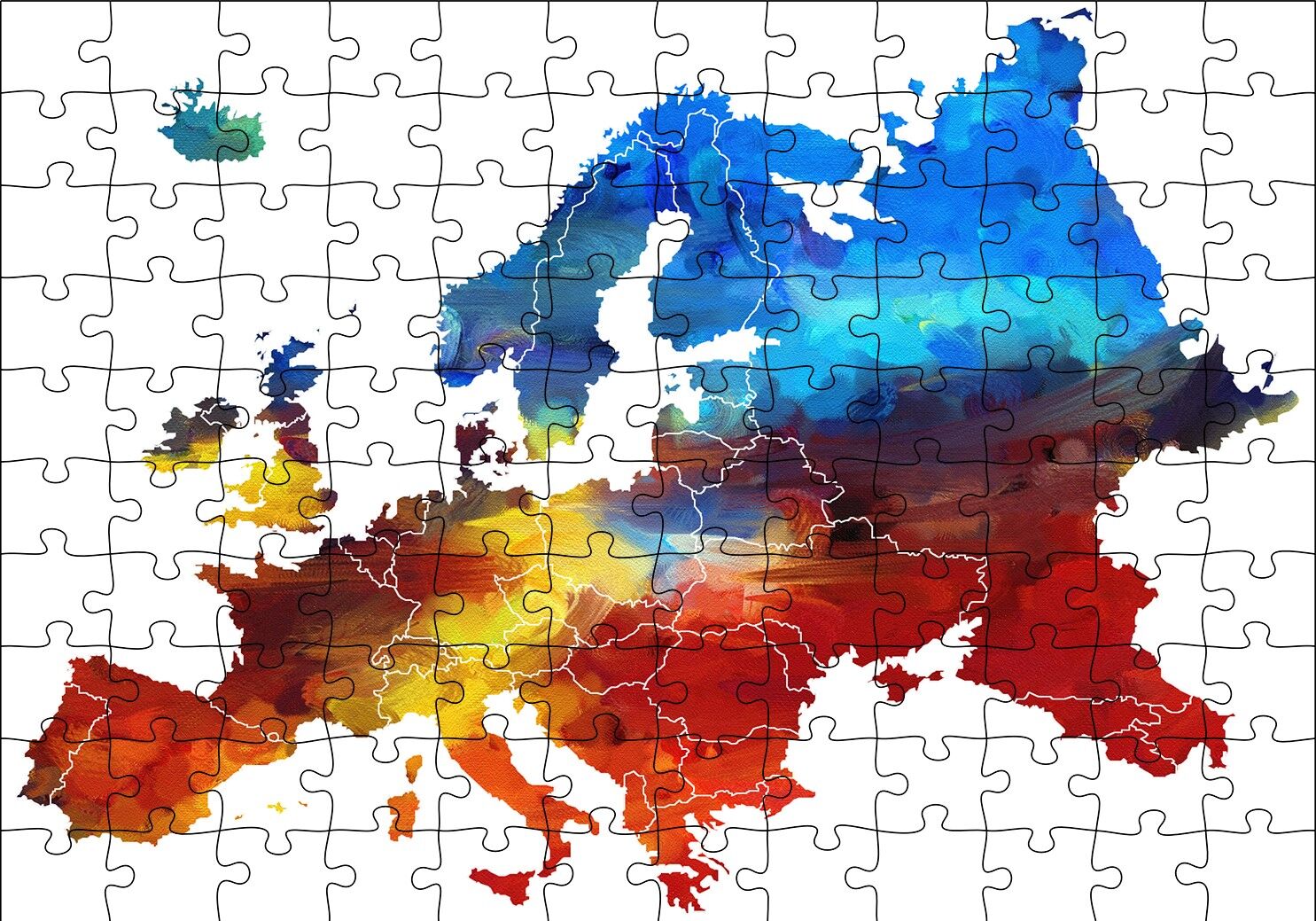 Avrupa Haritası Puzzle Yapboz MDF Ahşap 120 Parça 24 cm X 34 cm
