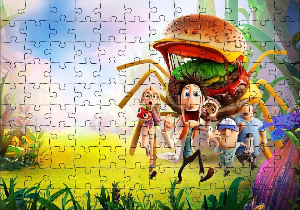 Köfte Yağmuru 2 Animasyon Filmi Görseli Puzzle Yapboz MDF Ahşap