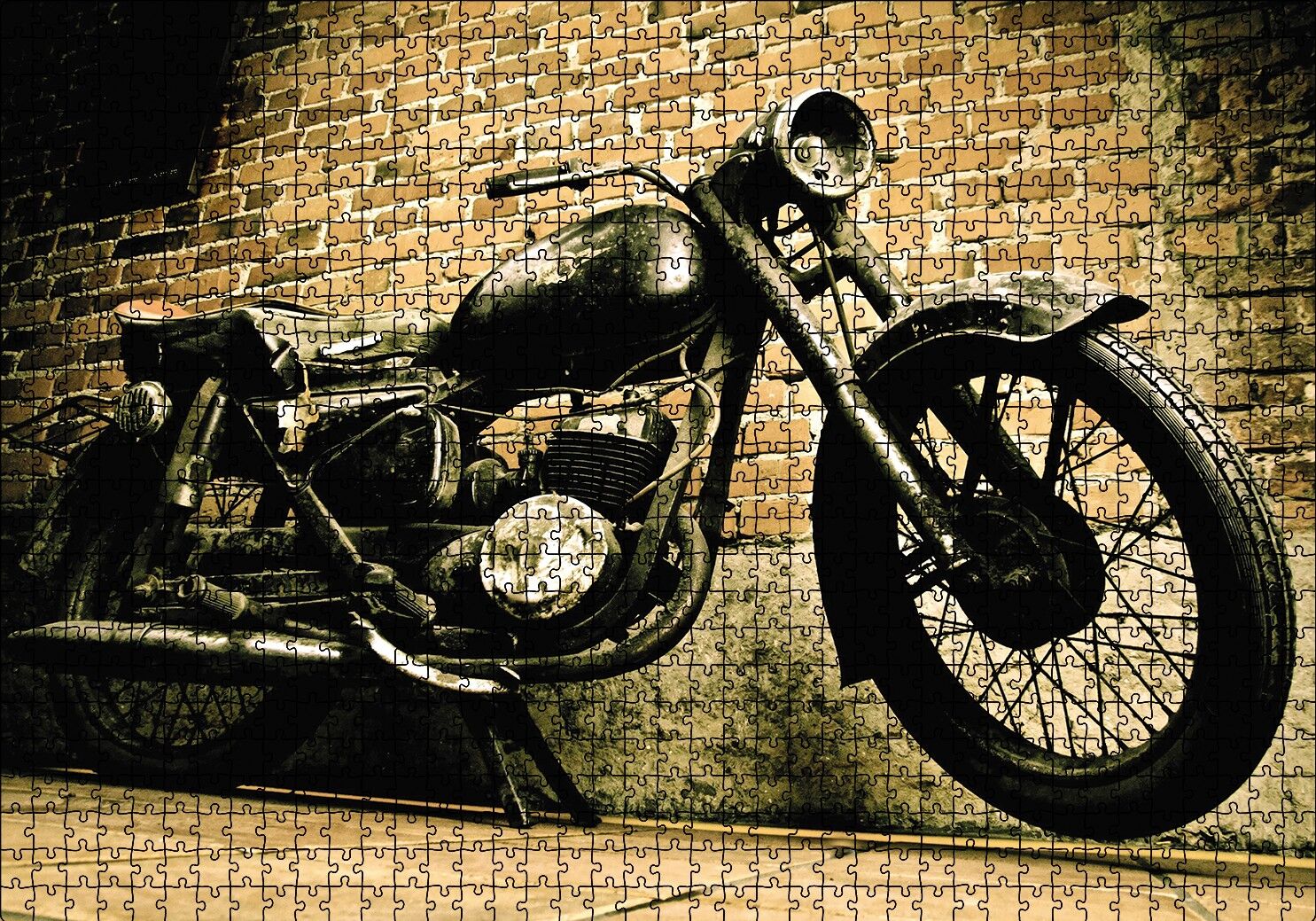 Geçmişten Motorsiklet Puzzle Yapboz MDF Ahşap 1000 Parça 49 cm X 68 cm