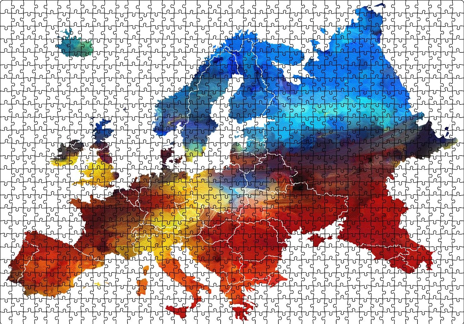 Avrupa Haritası Puzzle Yapboz MDF Ahşap 1000 Parça 49 cm X 68 cm