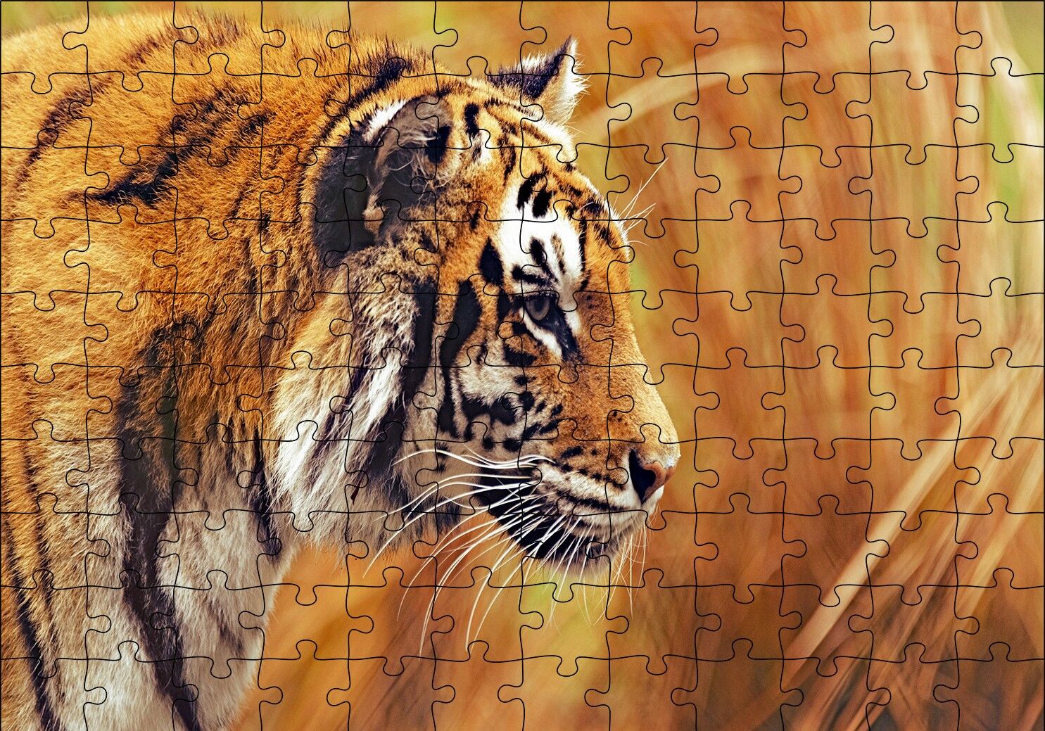 Çayırlar Arasında Kamufle Kaplan Puzzle Yapboz MDF Ahşap 120 Parça 24 cm X 34 cm